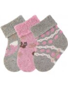 STERNTALER Set 3 perechi de sosete - Bumbac/Poliamida - Gri/Roz -