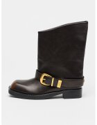 Steve Madden Cizme medii de piele cu bareta decorativa - Maro inchis