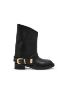 Steve Madden Cizme medii de piele cu bareta decorativa - Negru