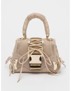 Steve Madden Geanta din piele ecologica cu bareta de umar si logo Diego - Auriu/Bej