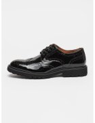 Steve Madden Pantofi din piele lacuita cu model brogue Mayor - Negru