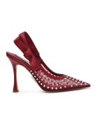 Steve Madden Pantofi slingback cu toc si aplicatii de strasuri - Rosu inchis/Argintiu