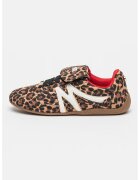 Steve Madden Pantofi sport de piele cu animal print Freekick-LE - Negru/Maro