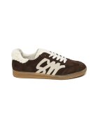 Steve Madden Pantofi sport low-cut de piele intoarsa cu logo Jelora - Maro inchis/Alb fildes