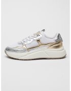 Steve Madden Pantofi sport Starlyn wedge cu aspect metalizat - Auriu/Alb optic/Argintiu