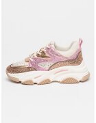 Steve Madden Pantofi sport wedge cu aplicatii din strasuri - Roz deschis/Maro deschis/Alb murdar