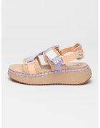 Steve Madden Sandale cu talpa wedge si inchidere velcro Decorum - Maro nisip/Lila