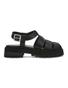 Steve Madden Sandale din piele cu talpa plata si catarama - Negru