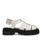 Steve Madden Sandale din piele cu talpa plata si catarama - Negru/Alb murdar