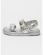 Steve Madden Sandale matlasate cu talpa plata si inchidere velcro Mona - Argintiu