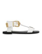 Steve Madden Sandale plate din piele cu catarama - Negru/Alb optic