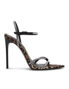 Steve Madden Sandale stiletto cu strasuri si model animal print - Maro inchis/Maro deschis/Argintiu
