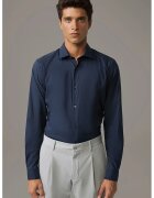 Strellson Cămașă asimetrică regular fit - Bleumarin