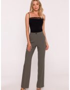 Stylove Pantaloni pentru femei - S418 Negru Pantaloni de costum - Talie medie - Picioare drepte - Buzunare laterale - Inchizatoare cu nasture si fermoar ascuns