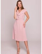 Stylove Rochie cu jabou si curea in talie - - Roz pudrat