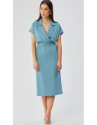 Stylove Rochie midi cu guler - - Albastru deschis