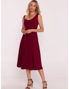 Stylove Rochie midi evazata fara maneci - burgundy - Visiniu