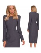 Stylove Rochie midi - S412 Gri Decolteu rotund Maneci lungi - Fermoar ascuns la spate - Gri