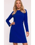 Stylove Rochie mini S419 albastru maneci lungi - decolteu rotund - nasturi decorativi - material neted cu finisaj moale - inchidere cu fermoar la spate - Albastru