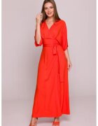 Stylove Rochie petrecuta maxi cu curea in talie - - Coral