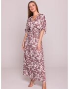 Stylove Rochie petrecuta maxi cu imprimeu - - Alb/Maro