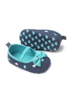Superbaby Balerini Tip Denim - Cu Inimioare Brodate - Casual - Textil - Fete - Banda elastica - Albastru