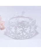 Superbaby Bentita tip boneta Model AL 18337 cu floricele crosetate - Fete - 6-12 luni - Alb
