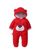 Superbaby Combinezon Plusat - Teddy - Bumbac - Crem - Rosu