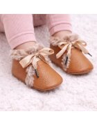 Superbaby Ghetute maro imblanite cu fundita din satin - Maro