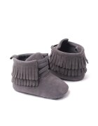 Superbaby Ghetute pentru bebelusi Model AL 29241 cu franjuri - Piele ecologica - Fete - Gri -
