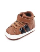 Superbaby Ghetute sport Model AL 19266 cu dungi - Pentru bebelusi - Piele ecologica - Baieti - Maro - Maro