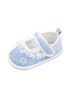 Superbaby Pantofi Cu Flori Brodate - Textil - Fete - Velcro - Albastru Deschis