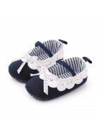 Superbaby Pantofi Model AL 15091 cu volanas alb pentru bebelusi - Textil - Bleumarin - Bleumarin