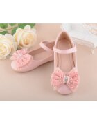 Superbaby Pantofi Model AL 15411 cu fundita - Piele ecologica - Cu bareta velcro - Roz -