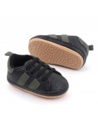 Superbaby Pantofi Model AL 20248 cu dungi laterale - Piele ecologica - Pentru bebelusi - Baieti - Negru - Negru