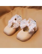 Superbaby Pantofi Model Organza - Elegant - Piele ecologica - Fete - Velcro - Roz pudrat