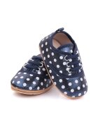 Superbaby Pantofi Sidefati - Cu Buline Albe - Casual - Textil - Fete - Siret - Bleumarin