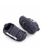 Superbaby Pantofi sport Model AL 19655 cu dunga argintie - Pentru bebelusi - Textil - Baieti - 3-6 luni - Bleumarin -