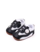 Superbaby Pantofi Sport Model Baby - Piele ecologica - Velcro - Alb - Negru - Alb/Negru