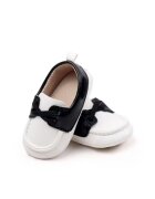 Superbaby Pantofi tip mocasini Model AL 18870 - Pentru bebelusi - Piele ecologica - Baieti - Alb cu negru - Alb/Negru