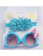 Superbaby Set bentita si ochelari de soare Model AL 17460 Little Daisy - Fete - Turcoaz - Albastru