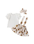 Superbaby Set Sarafan Cu Bluzita Alba Si Bentita Asortata Model Flowers - Fete - Maneca scurta - Multicolor
