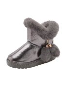 SuperBebeShop Cizme Imblanite - Cu Ciucurei - Sidefate - Peste glezna - Piele ecologica - Fete - Fara inchidere - Gri