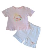 SuperBebeShop Compleu Cu Pantaloni Scurti Cu Volane - Model Summer Love - Bumbac - Fete - Maneca scurta - Multicolor
