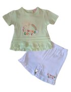SuperBebeShop Compleu Cu Pantaloni Scurti - Model Summer Love Sun - Bumbac - Fete - Maneca scurta - Multicolor