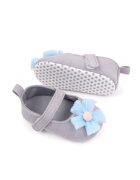 SuperBebeShop Pantofi Decorati Cu Floare Bleu - Casual - Textil - Fete - Velcro - Gri