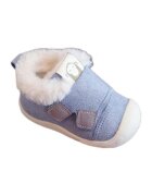 SuperBebeShop Pantofi Imblaniti - Model Snow - Piele intoarsa - Velcro - Albastru deschis