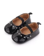 SuperBebeShop Pantofi Piele Ecologica Lacuita - Casual - Fete - Banda Elastica - Negru