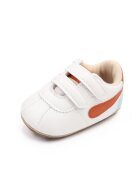 SuperBebeShop Pantofi Sport Velcro - Piele ecologica - Alb/Maro