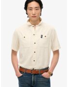 Superdry  Co Camasa cu maneci scurte si buzunare pe piept - Alb murdar